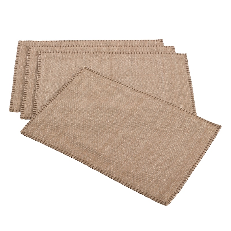 Whip-stitched Cotton Placemat (Set of 4) - Natural - Set of 4 - 13"x19"
