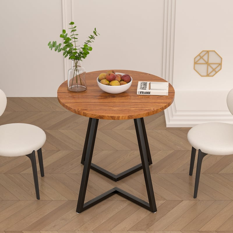 VECELO 35.43'' Round Butterfly Leg Dining Table for 4 MDF Top Kitchen Table Kitchen & Dining Room Tables