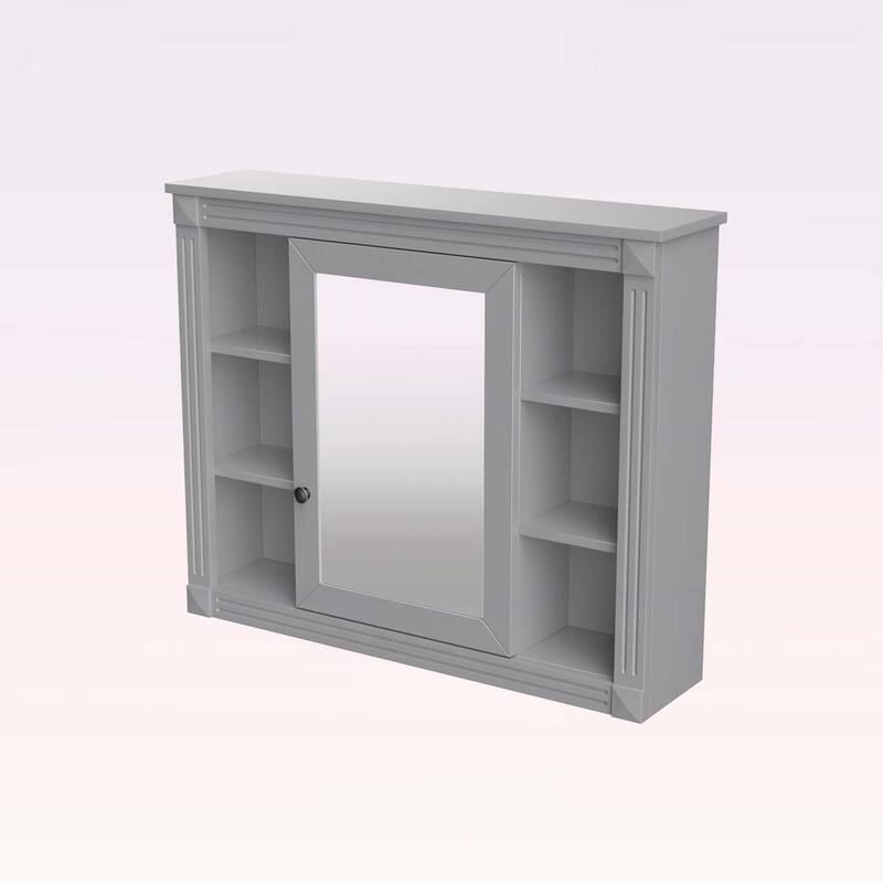 35'' x 28'' Wall Mounted Bathroom Storage Cabinet with Mirror,6 Open Shelves