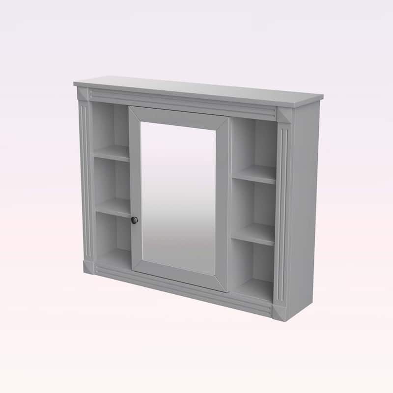 Functional Design Wall Mounted Bathroom Storage Cabinet with Mirror,6 Open Shelves,for Enhanced Organization