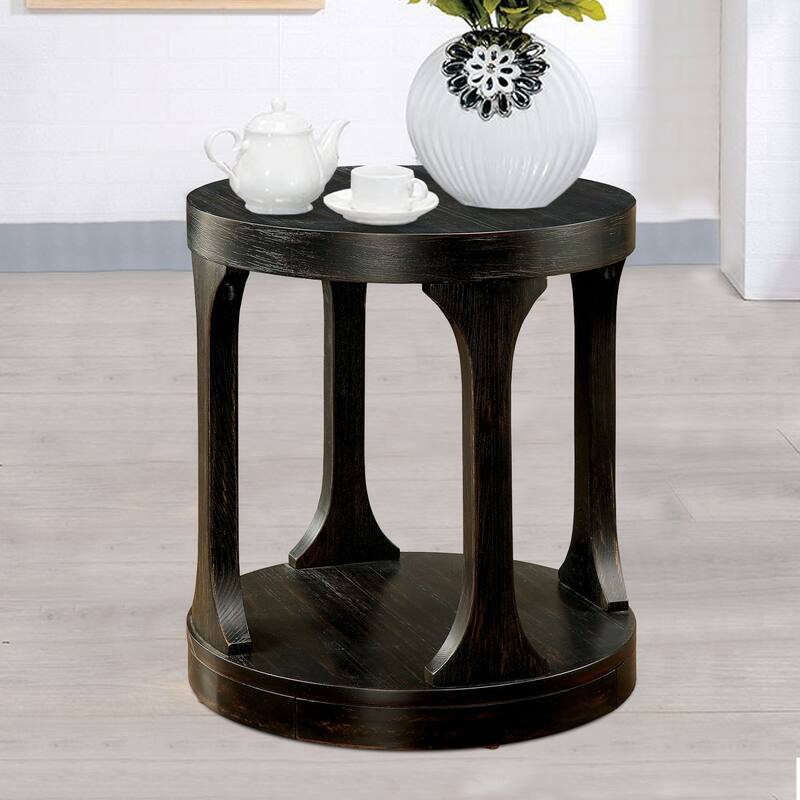 Carrie Transitional End Table, Antique Black - 23.5 H x 22 W x 22 L Inches