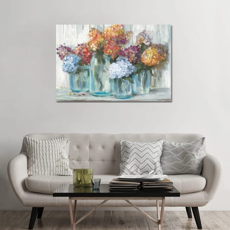 iCanvas "Fall Hydrangeas In Glass Jar Crop" by Carol Rowan Canvas Print - 32x48x1.5