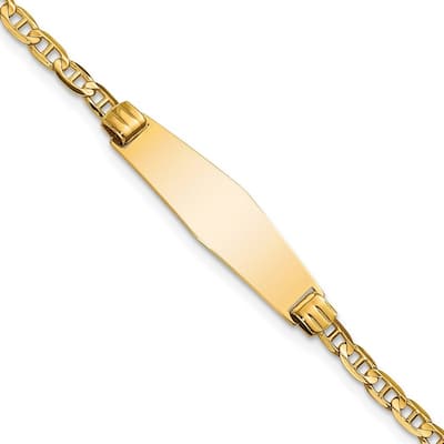 Curata 7.5mm 14k Engravable Nautical Ship Mariner Anchor Soft Diamond Shape ID Bracelet 7 Inch