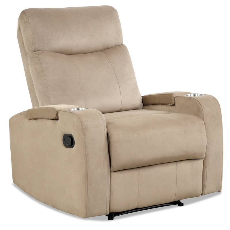 Recliner Chair Single Sofa Lounger with Arm Storage and Cup Holder for Living Room - Brown