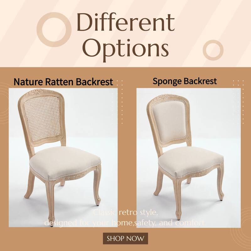 French Country Wire Drawing & Carving Techniques Dining Chairs with Backrest (Set of 2)