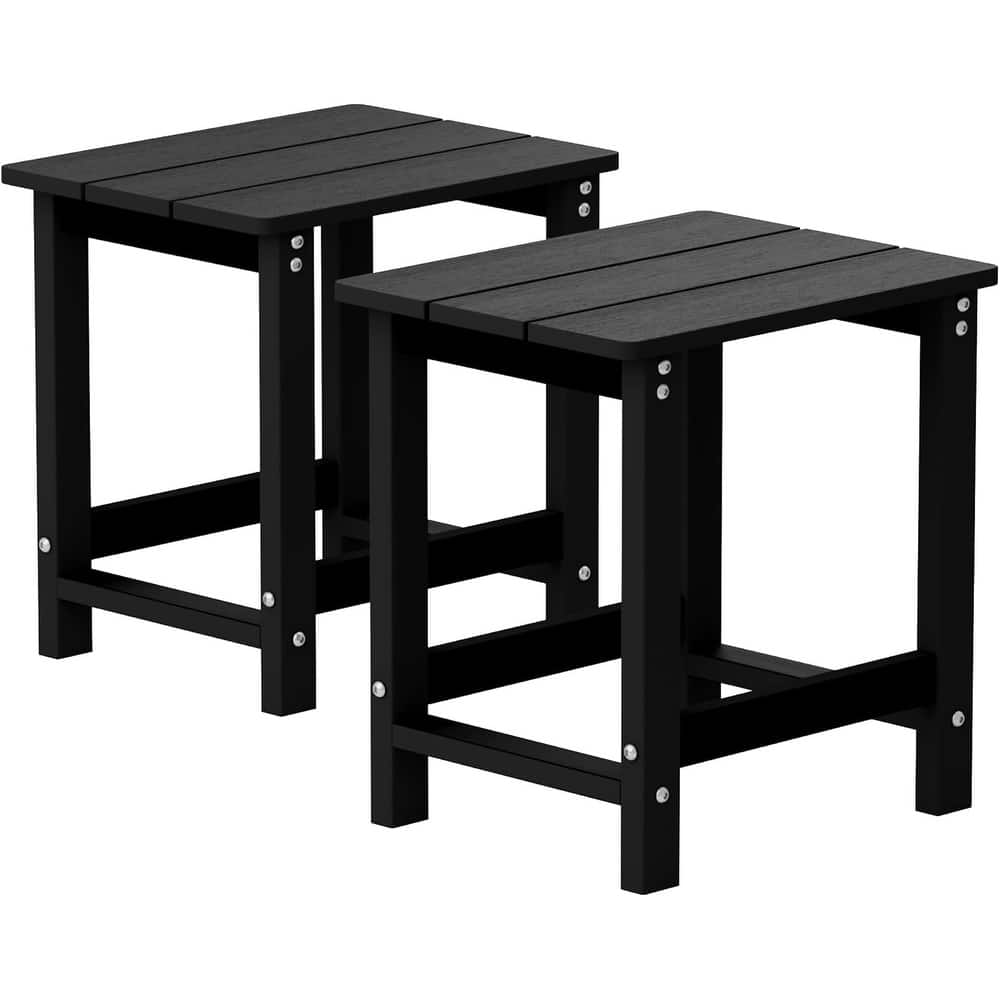 WINSOON Outside Adirondack Square Side Table, Weather Resistant Patio Tables Set Of 2