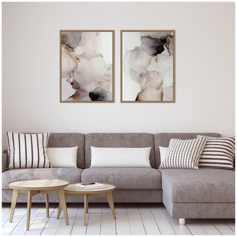 Kate and Laurel Smoke No. 1 & No. 2 2 Piece Framed Canvas Wall Art Set by Amy Lighthall