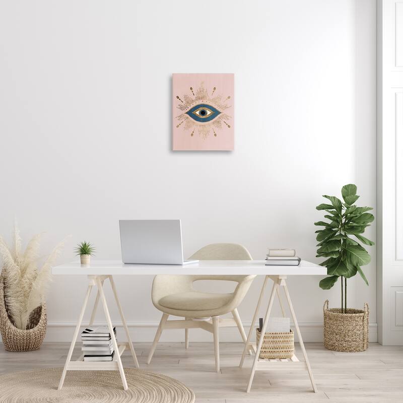 Stupell Evil Eye Glam Boho Pattern Bold Blue Pink Canvas Wall Art