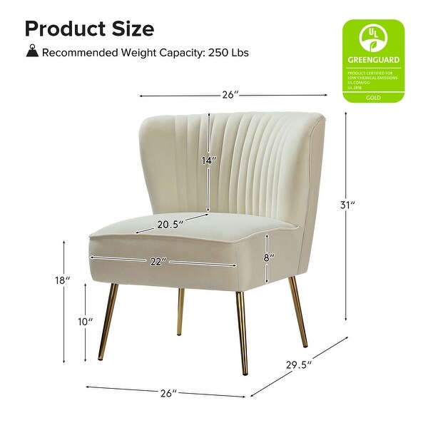 Monica Living Room Armless Accent Comfy Chair with Tufted