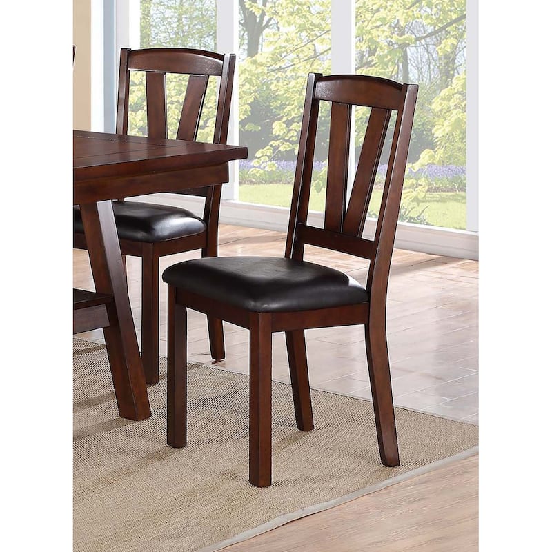 Transitional Dining Chairs Upholstered Seat Walnut Finish
