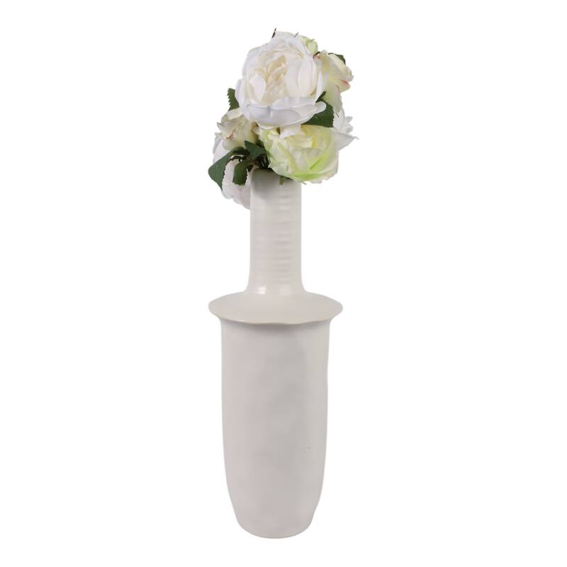 Decorative Vase - Ivory Ceramic Unique Flared Top