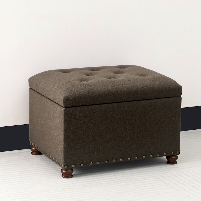 Adeco High End, Classy, Tufted Storage Bench, Ottoman Footstool