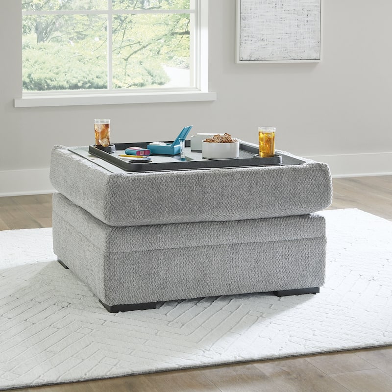 Signature Design by Ashley Casselbury Cement Ottoman with Storage