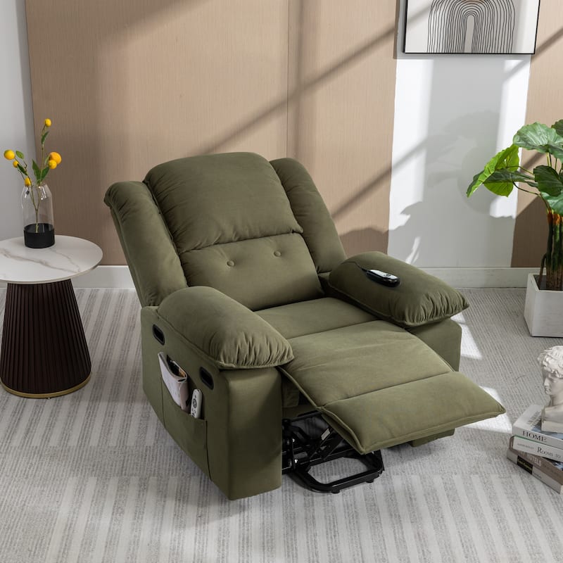 Power Lift Recliner Chair with Massage & Heating Function, Ergonomic Single Lounge Sofa, Recliner Chair with Side Pockets