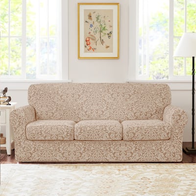 Subrtex Jacquard Damask Sofa Slipcover Cover with 3 Separate Cushion Cover