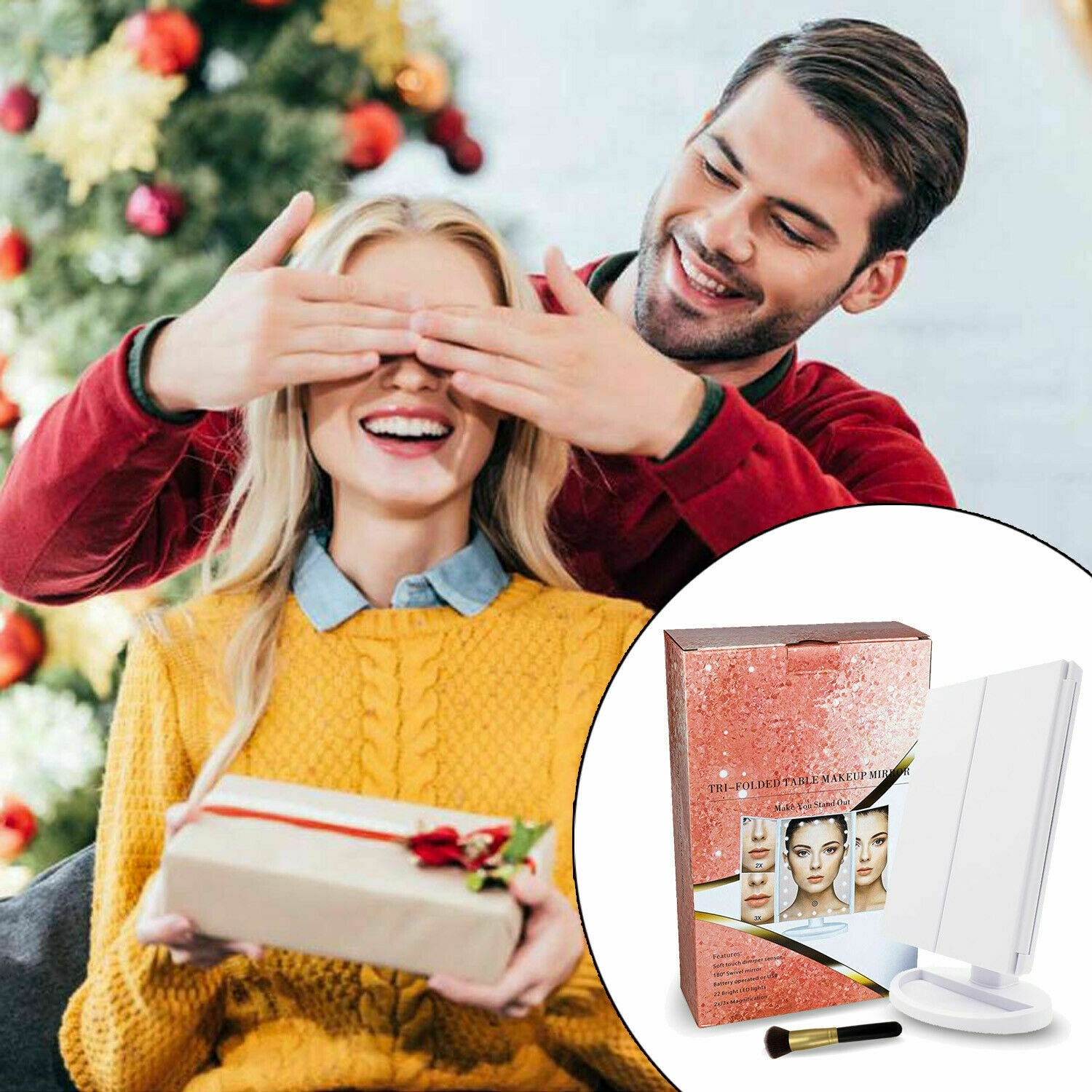 22 LED 2/3X Magnifying Lighted Makeup Mirror - M - Bed Bath \u0026 Beyond -  32110145, image size:1500x1500