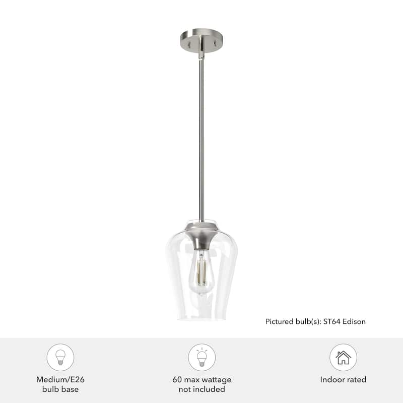 Hunter Vidria 1-Light Mini Pendant - Kitchen Island, Dining Room, Bedroom - Contemporary, Transitional