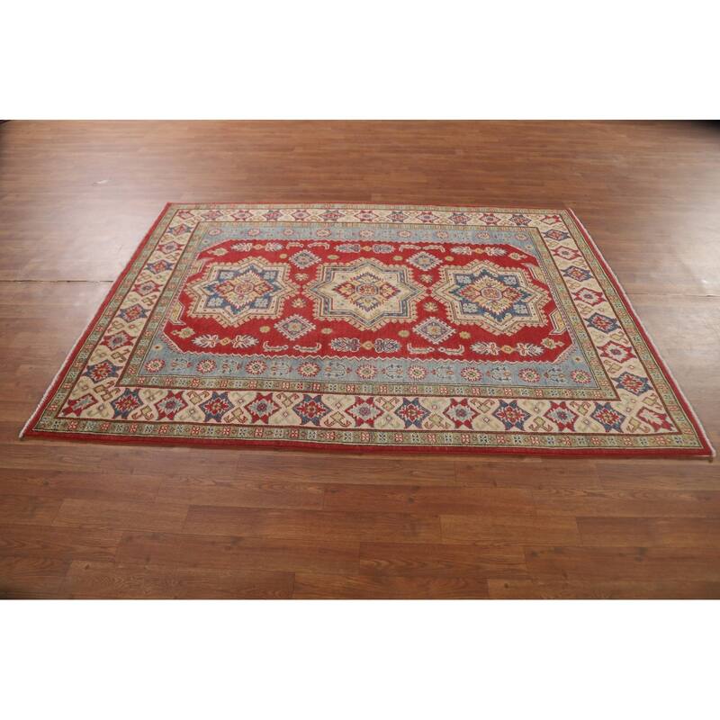 Oriental Kazak Area Rug Handmade Wool Carpet - 5'0" x 6'9"