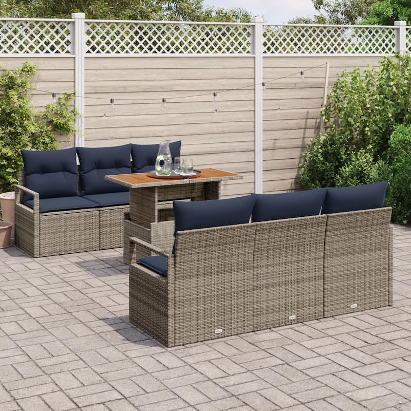 vidaXL 7 Piece Garden Sofa Set with Cushions - 68.9×24.4×27.2