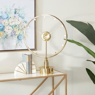 Gold Stainless Steel Metal Large Open Frame Decorative Clock - 19 x 7 x 25