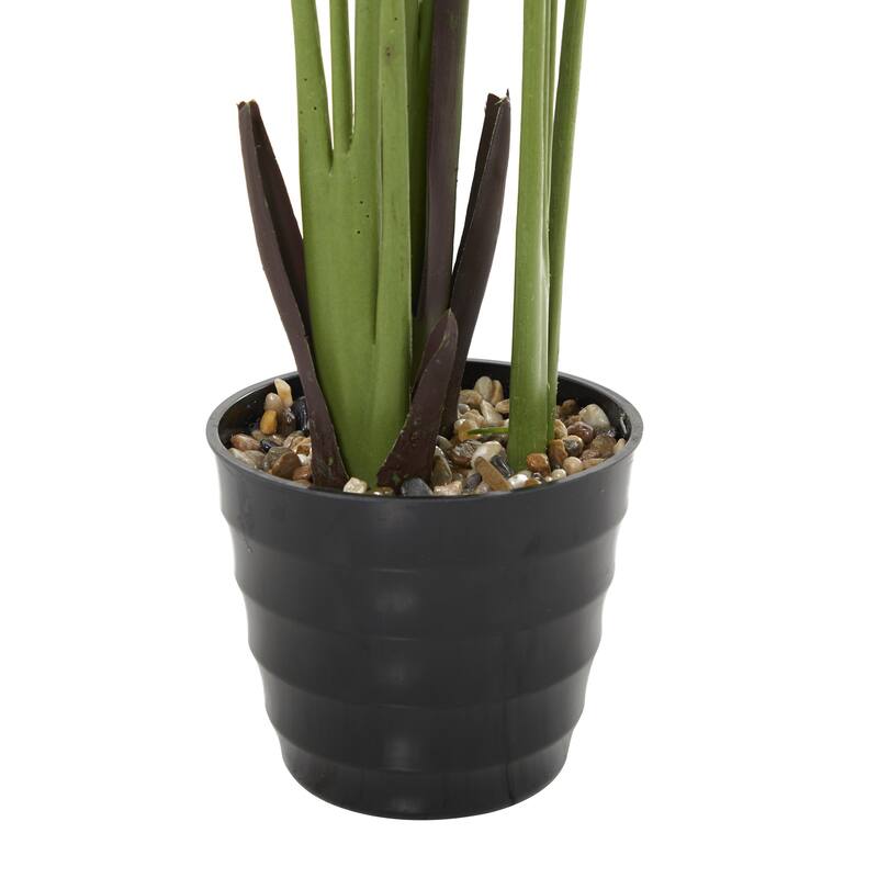 Faux Foliage Bird of Paradise or Anthurium Artificial Plant with Realistic Leaves and Black Pot - Green - Roche River Decor