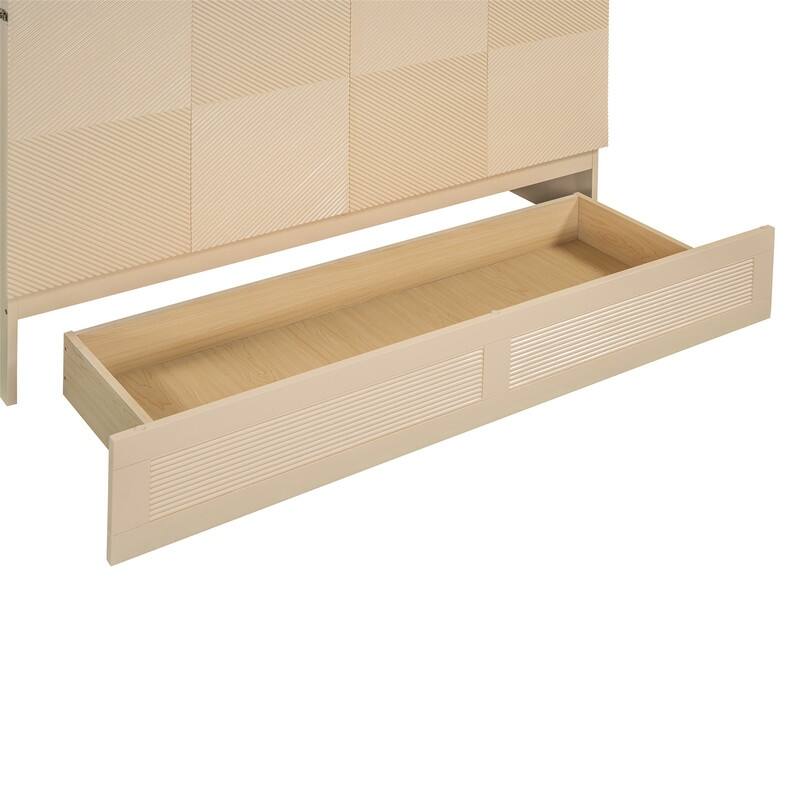 Full/Queen Size Murphy Bed Wall Bed with a Large Drawer, Foldable Murphy Cabinet Bed with a set of Sockets & USB Ports
