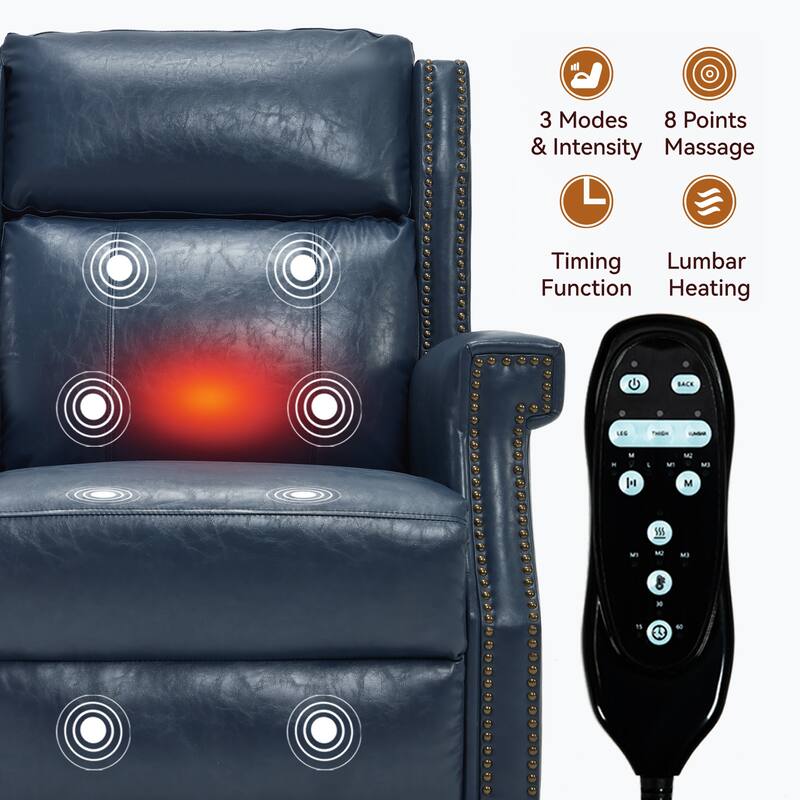Faux Leather Recliner with 155 Degree Recline and 8 Vibration Nodes