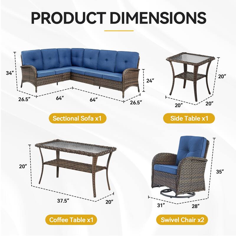 Outdoor Sectional Sofa with Cushion Funiture Set