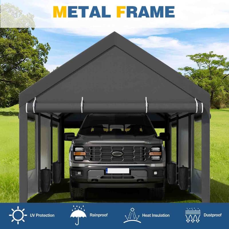 Futzca 12x20 ft Carport Canopy, Waterproof Outdoor Shelter with Sandbags