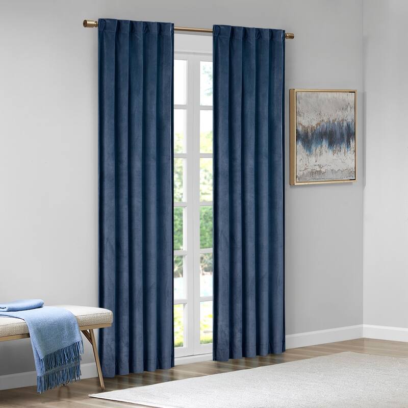 Room Darkening Metallic Printed Poly Velvet Rod Pocket/Back Tab Window Panel Pair