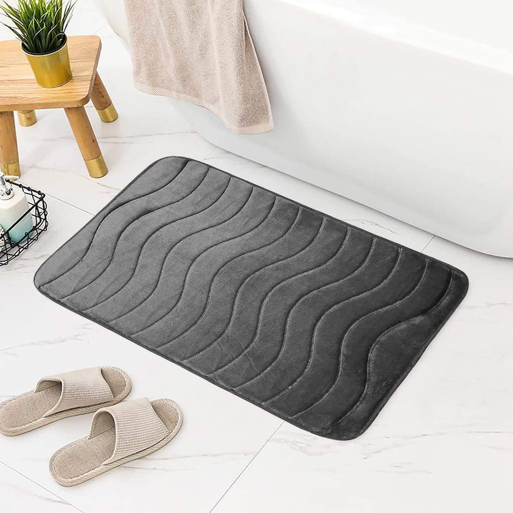 16"x24" - Dark Grey Memory Foam Soft Comfortable Ultra Absorbent Non-Slip Bath Mat
