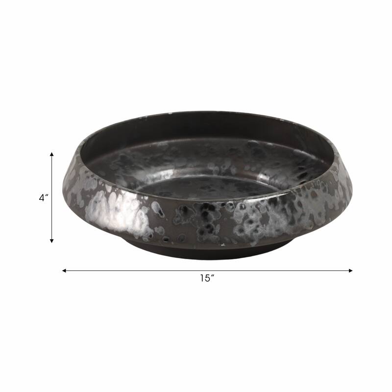 Modern Decorative Round Bowl - 15", Black - 15.25"