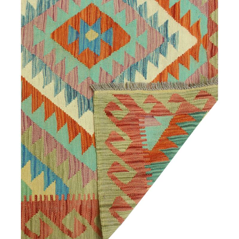 Noori Rug Sangat Flatweave Boran Brown/Lt. Green Rug - 4'0" x 6'0"