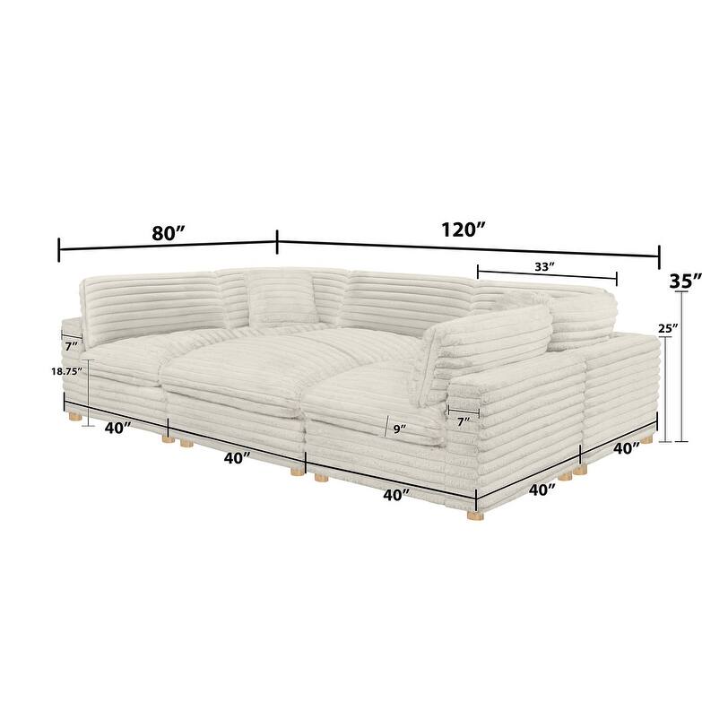 Best Quality Furniture 4-Piece Section Corduroy Modular