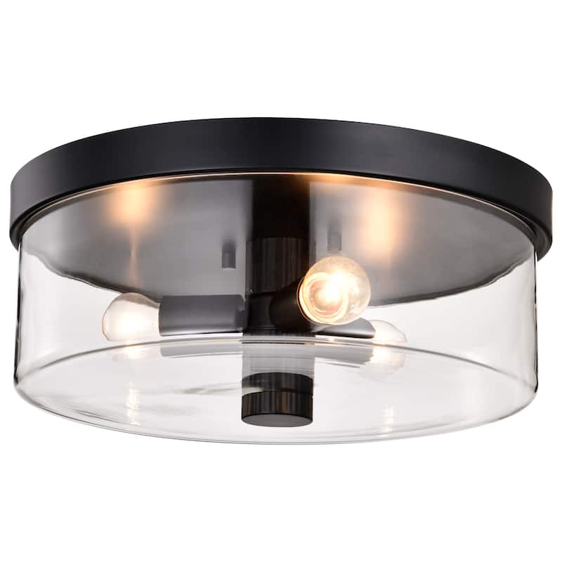 Clarksville - 15 Inch Flush Mount - Matte Black with Clear Glass