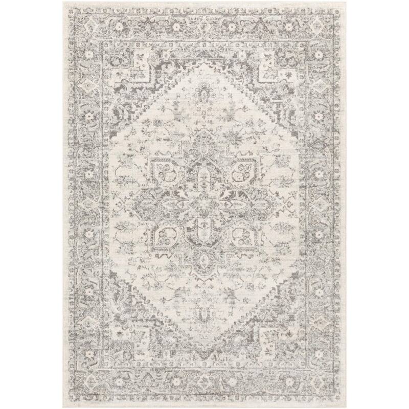 Livabliss Chester Persian Medallion Area Rug - Light Grey - 6' 7" x 9' - Rectangle