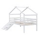 preview thumbnail 6 of 15, White Twin Low Loft House Bed with Slide, Ladder, Safety Guardrails, House Roof Frame