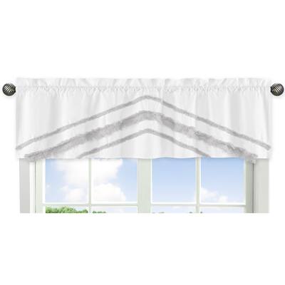 Boho Bohemian Window Curtain Valance - Grey White Farmhouse Shabby Chic Modern Minimalist Gray Fringe Gender Neutral Unisex