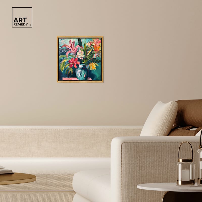 Art Remedy Vase Of Bright Tropical Flowers Framed Flowers In Vase Paintings