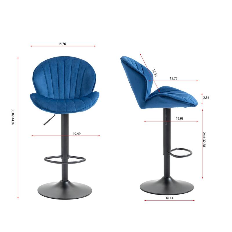 2 Adjustable Barstools with Back and Footrest, Counter Height Bar Chairs - N/A