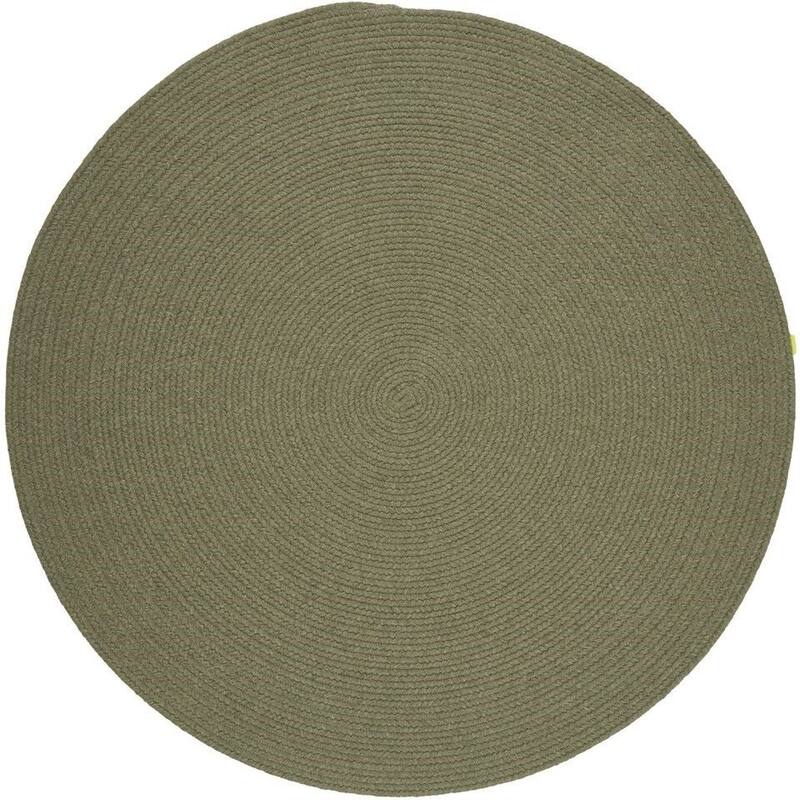 Rhody Rug Woolux Braided Wool Flatweave Oval Rug - 10' Round - Moss Green