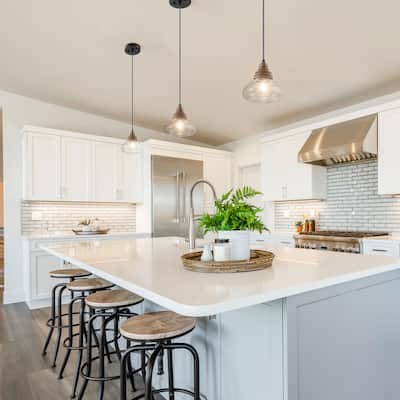 Modern Farmhouse 1-Light Bowl Glass Kitchen Island Pendant Lights for Dining Room - 7.5"Dx7.5"H