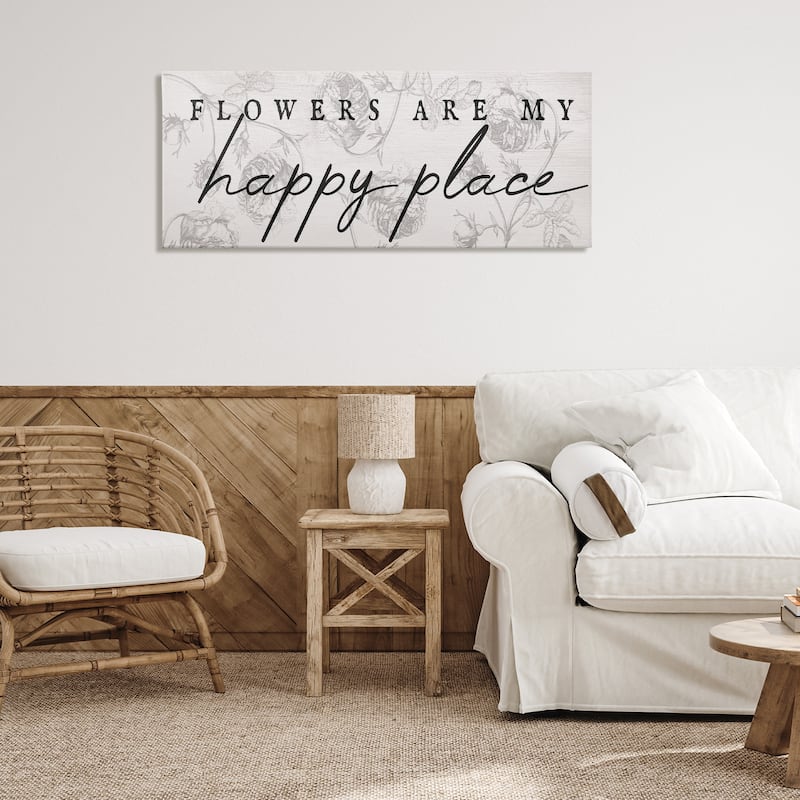 Stupell Flowers Are Happy Place Canvas Wall Art Design By Lil' Rue