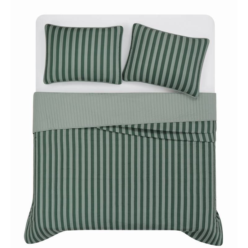 Truly Soft Weston Stripe Brown 3 Piece Quilt Set