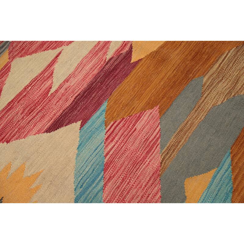 Hand Woven Oriental 100% Wool Carpet Southwestern Tribal Multi-Colored Kilim Area Rug - 9' 9'' X 8' 5''