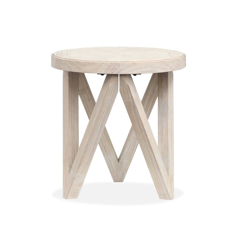 Magnussen Home Bostwick Coconut Cream Round End Table - 22''W x 22''D x 23''H
