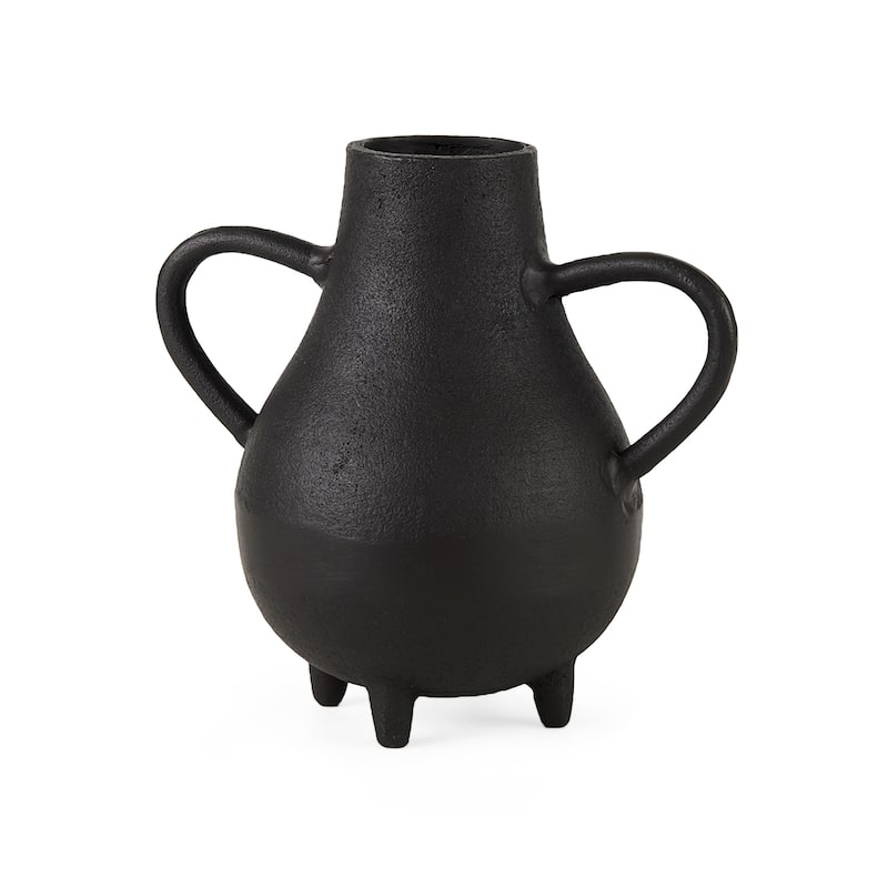 Cyrus 5.1L x 3.9W x 7.5H Black Spherical Vase W/ Flute Decorative Object - 8.7L x 4.7W x 8.3H - Black