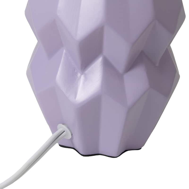 Geometric Ceramic Table Lamp with White Drum Shade - 19.5" - Purple