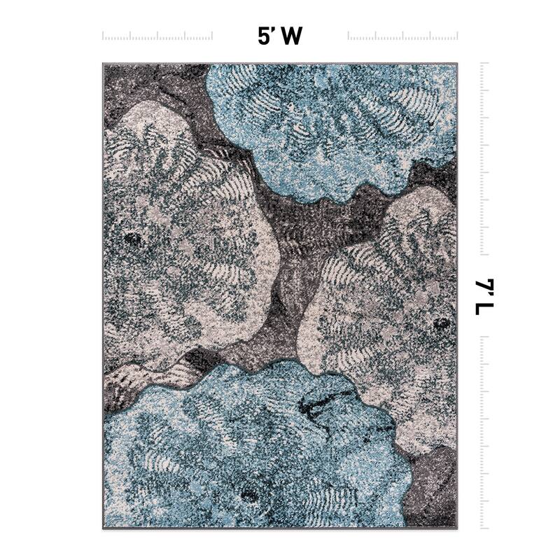 World Rug Gallery Contemporary Floral Design Black Area Rug