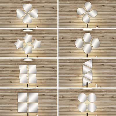 Small Decorative Wall Self Adhesive Shaped Mirrors - Set of 4